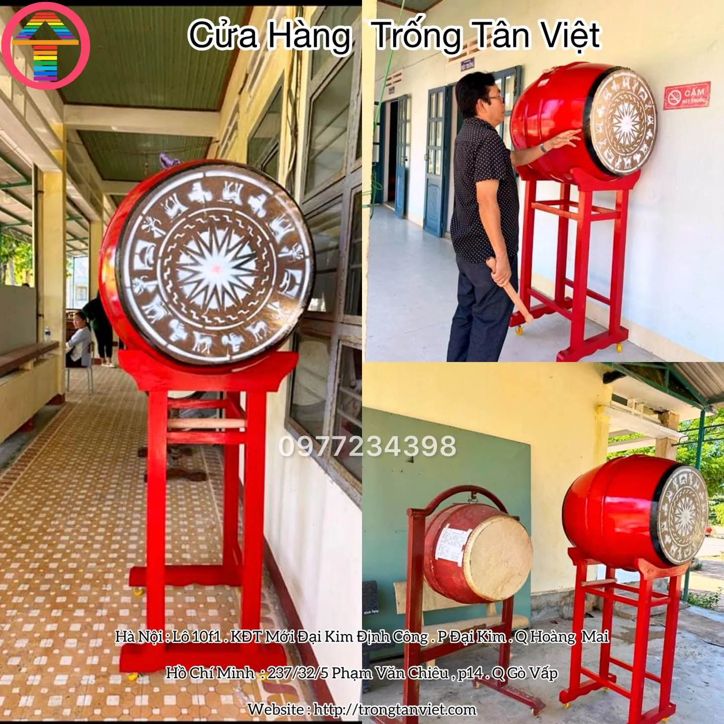 TRỐNG TRƯỜNG HỌC ĐƯỜNG KÍNH 50 CM THÂN DÀI 70 CM